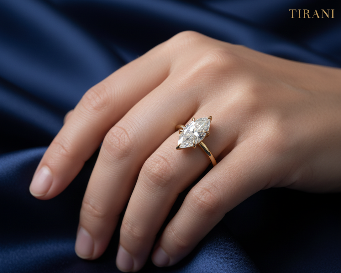 SelenaLuxe Marquise Moissanite Ring
