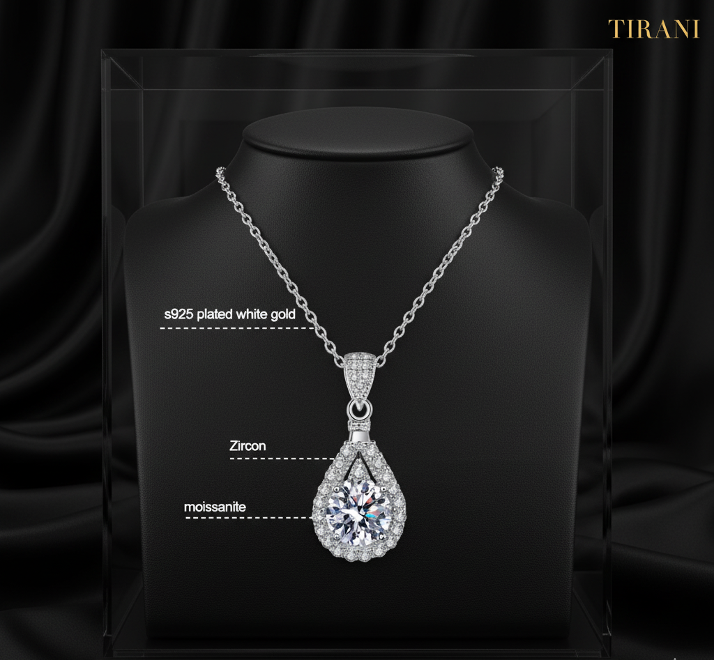 Teara Moissanite Teardrop Pendant Necklace