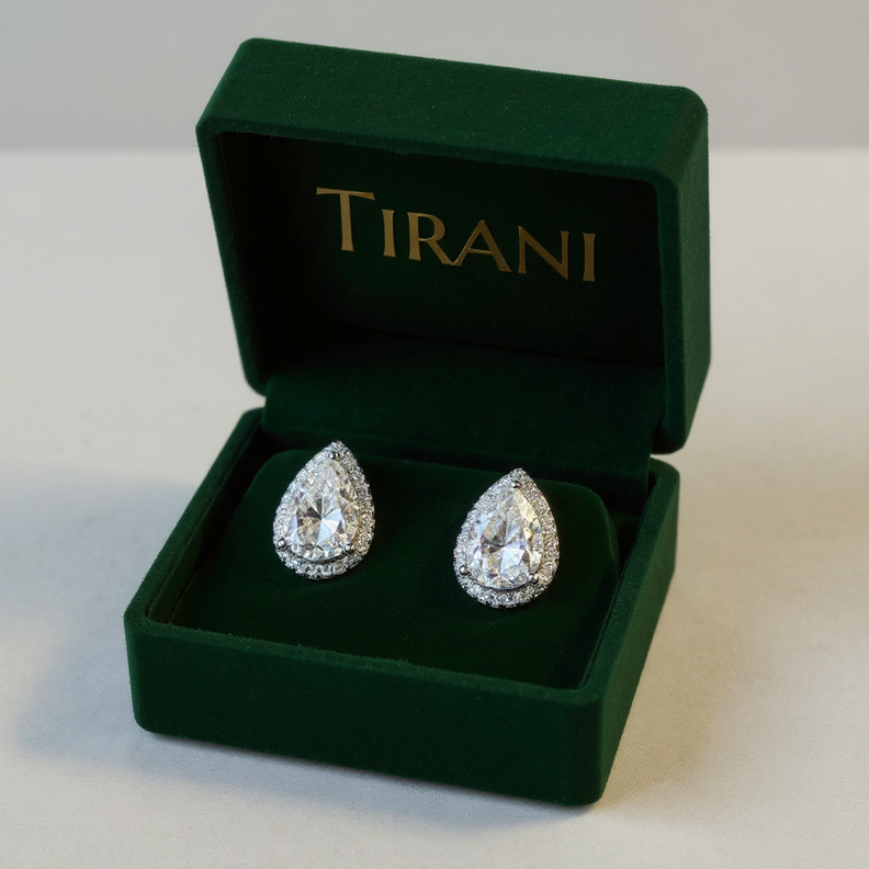 Tira Tear Drop Moissanite Stud Earrings