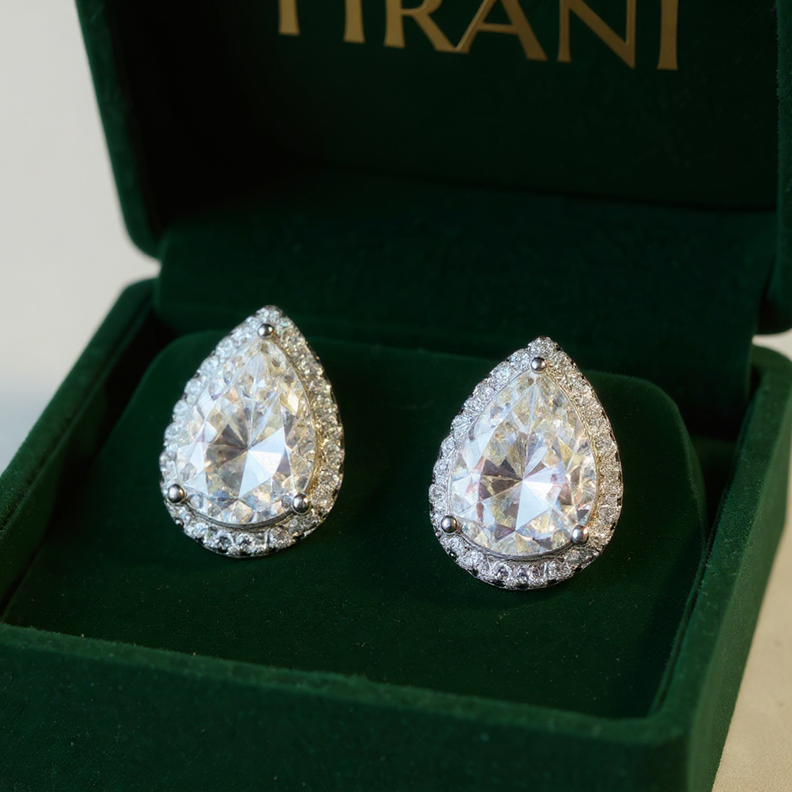 Tira Tear Drop Moissanite Stud Earrings