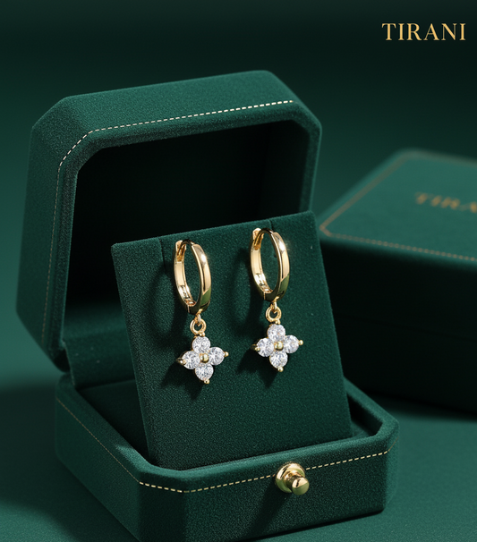 Clover Hoop Mossanite Earrings